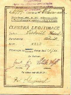 Členská legitimace - cukrovar: