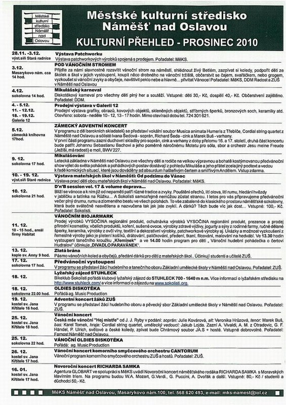 Kulturní akce - prosinec 2010 - Náměšť n. O.