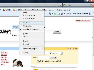 Aktualizaci obsahu záložky lze vyvolat také pomocí volby Aktualizovat z menu otevřeného pravým kliknutím nad záložkou. 