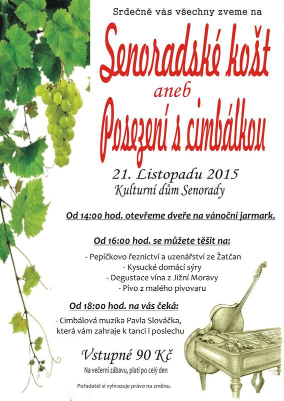 Pozvánka - Senoradské košt aneb posezení s cimbálkou Senorady