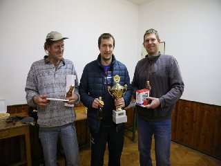 Vyhlášení vítězů: 3. Karel Dvořáček, 2. Tomáš Bíla, 1. Martin Foretník