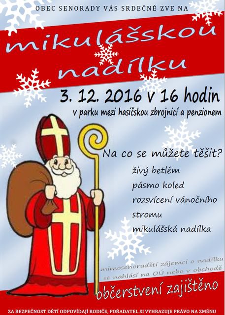 Pozvánka mikuláš a rozsvěcování stromečku 2016