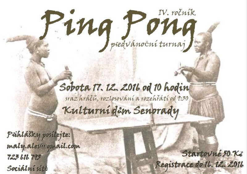 Pozvánka na turnaj ve stolním tenise