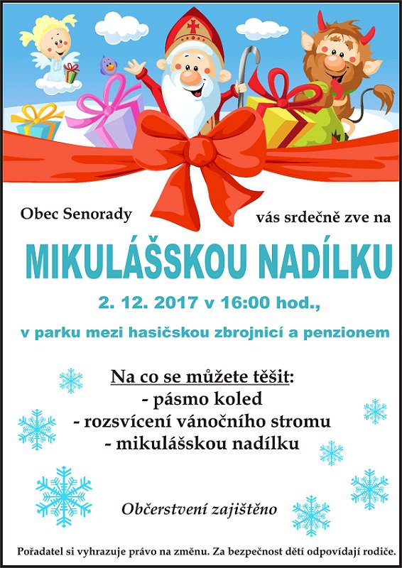 Pozvánka mikuláš a rozsvěcování stromečku 2017