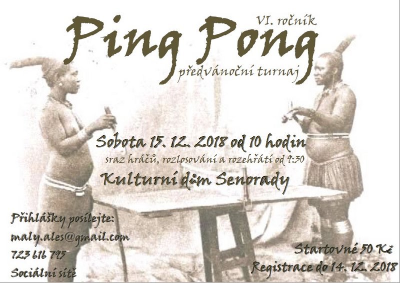 Pozvánka na turnaj ve stolním tenise