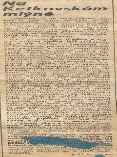 Novinový článek s pověstí a vyprávěním o Vydrově mlýnu.