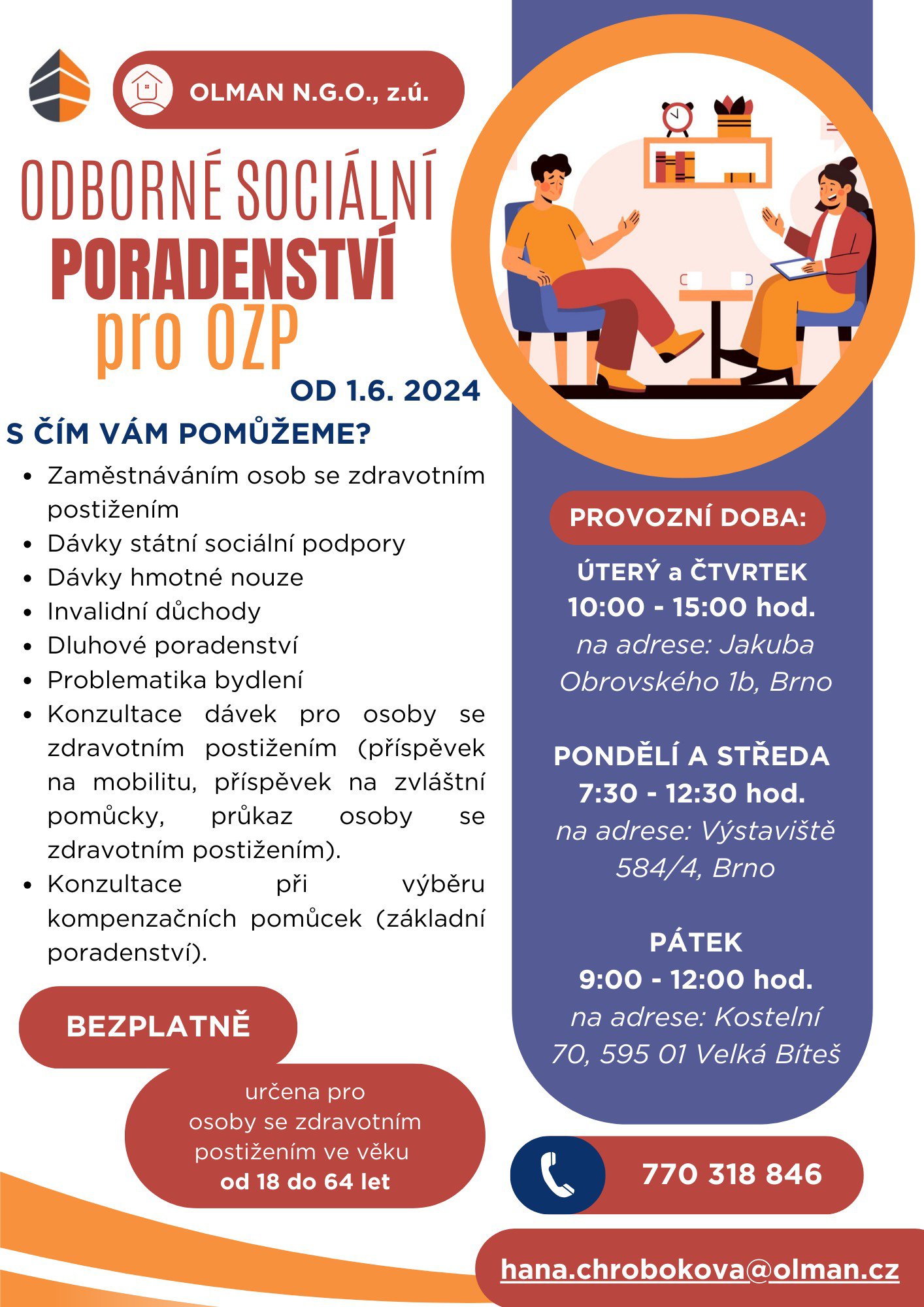 Nabídka odborného sociálního poradenství